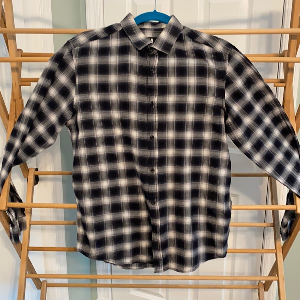 H&M Cotton/Elastane light weight plaid shirt-Med